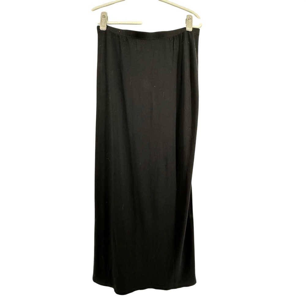 Vince Camuto Maxi Skirt Womens Size S Black Ruched Side Jersey Knit Minimalist